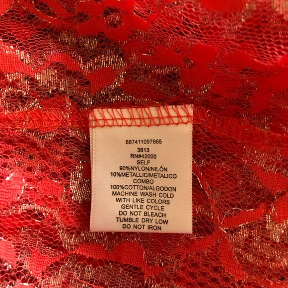 Bongo Y2K Flair Coral Lace Subtle Silver Metallic Collar Button-Up Shirt Medium - Picture 8 of 10